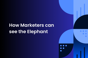 Graphical image with shapes and text "How Marketers Can See the Elephant"