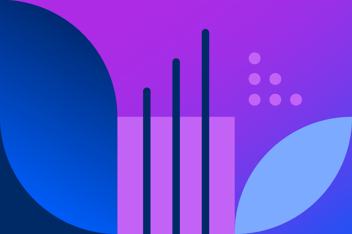blue and purple graphics representing CTV advertising benchmarks