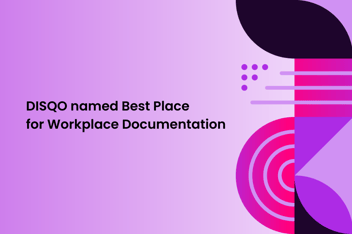 graphical image with text "DISQO named Best Place for Workplace Documentation"