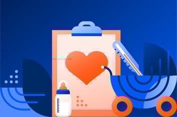 Image with infant and health-related items to reflect blog topic of RSV awareness brand lift