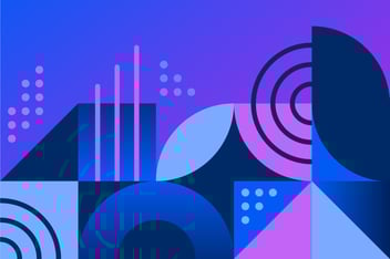 Image of blue and purple graphics representing data visualizations.
