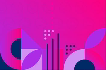 Image of pink and purple shapes representing data an article about the TikTok ban.