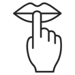 Image of icon showing finger on lips portraying "considering."