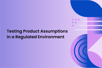 Graphical image with text "Testing product assumptions in a regulated environment"