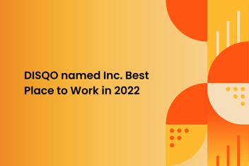 Image with Graphical Shapes and text "DISQO named Inc. Best Place to Work"